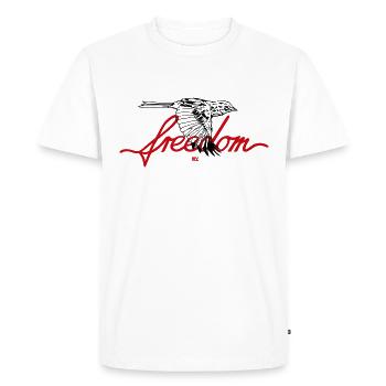 freedom lettering - Men's Premium Organic T-Shirt - white - Front - Nico (187cm)