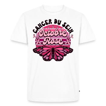 Papillon Retro Cancer Du Sein Octobre Rose - T-shirt Premium bio Homme - blanc - Devant - Nico (187cm)