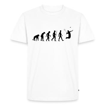 Badminton Evolution Featherball - Men's Premium Organic T-Shirt - white - Front - Nico (187cm)