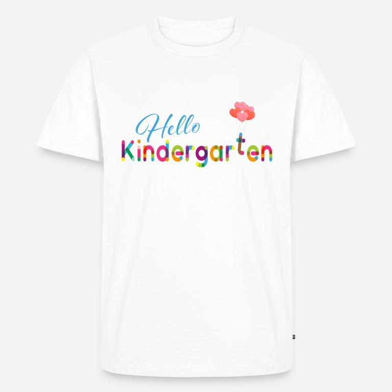 Hello Kindergarten - Männer Premium Bio T-Shirt - Weiß