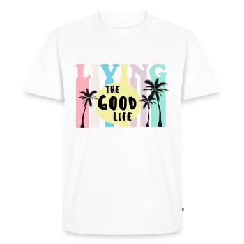 Vivre la belle vie - T-shirt Premium bio Homme - blanc - Devant - Nico (187cm)