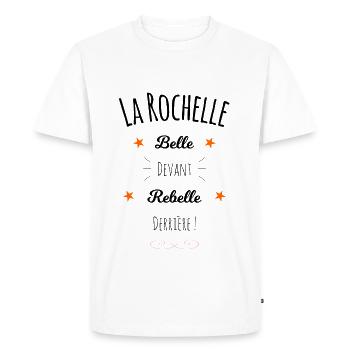 La Rochelle, Belle et Rebelle ! - T-shirt Premium bio Homme - blanc - Devant - Nico (187cm)