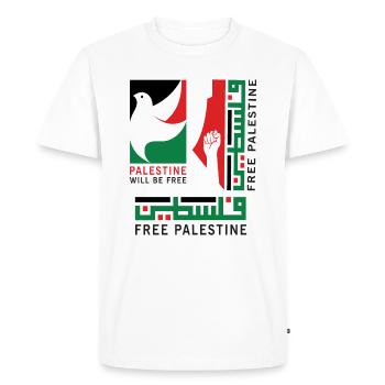 Free Palestine - will be free - Men's Premium Organic T-Shirt - white - Front - Nico (187cm)