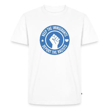 Slogans contre la droite - chasser les nazis - T-shirt Premium bio Homme - blanc - Devant - Nico (187cm)