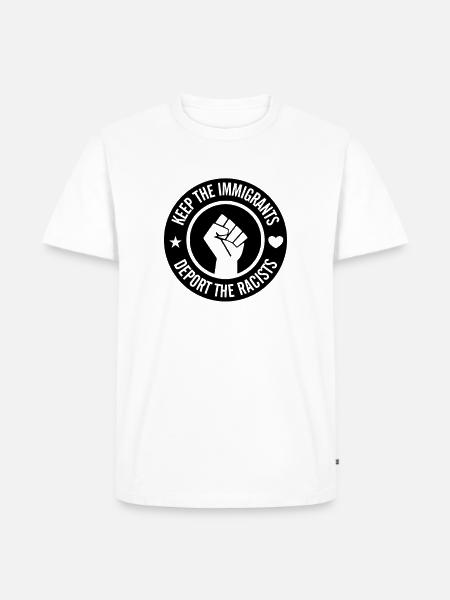 Protecting Migrants - Expelling Racists - Men's Premium Organic T-Shirt - white