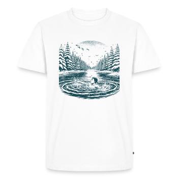 Un baigneur de glace prend un bain de glace dans le lac froid en hiver - T-shirt Premium bio Homme - blanc - Devant - Nico (187cm)