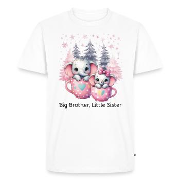 Grand frère, petite sœur éléphants - T-shirt Premium bio Homme - blanc - Devant - Nico (187cm)