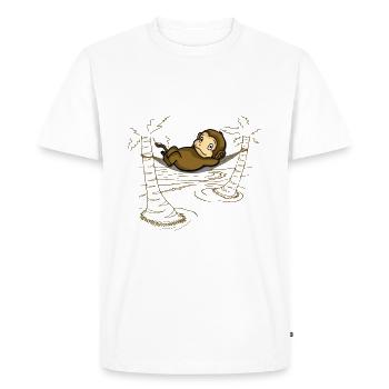 Singe dans un hamac - T-shirt Premium bio Homme - blanc - Devant - Nico (187cm)