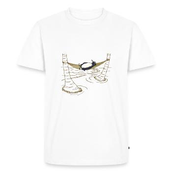 Pingouin dans un hamac - T-shirt Premium bio Homme - blanc - Devant - Nico (187cm)
