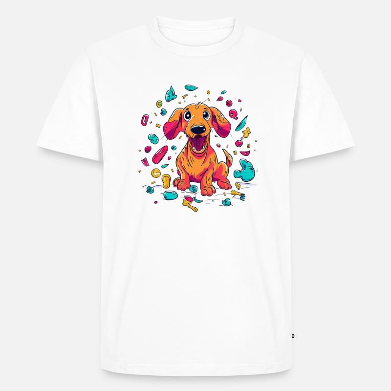 Méfait espiègle du chiot teckel - T-shirt Premium bio Homme - blanc