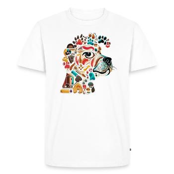 Collage d’empreintes de patte : Délice des amoureux des chiens - T-shirt Premium bio Homme - blanc - Devant - Nico (187cm)