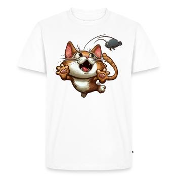 Le chat attrape la souris est attrapé - T-shirt Premium bio Homme - blanc - Devant - Nico (187cm)
