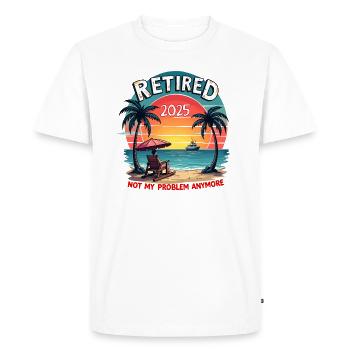 Retraites 2025, profiter de la vie sous les palmiers - T-shirt Premium bio Homme - blanc - Devant - Nico (187cm)