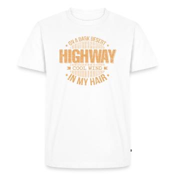 Sur un vent sombre d’autoroute de désert dans mes cheveux - voiture - T-shirt Premium bio Homme - blanc - Devant - Nico (187cm)