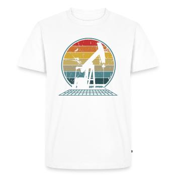 Oilfiled - Oil Drilling Rig Pump Retro Roughneck - T-shirt Premium bio Homme - blanc - Devant - Nico (187cm)