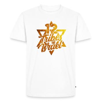 12 Douze Tribus d’Israël - Conception hébraïque pour un - T-shirt Premium bio Homme - blanc - Devant - Nico (187cm)