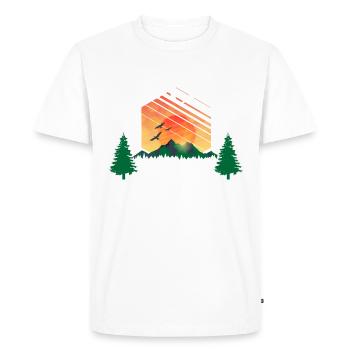Penser à l’extérieur Aucune case requise - Randonnée en plein air - T-shirt Premium bio Homme - blanc - Devant - Nico (187cm)