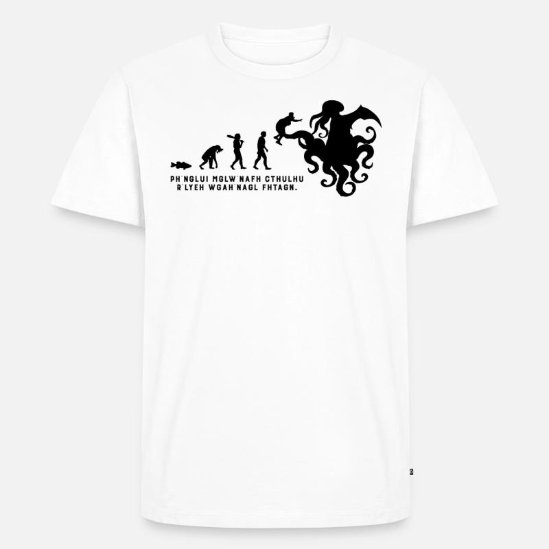 Cthulhu Evolution Lovecraft Necronomicon - T-shirt Premium bio Homme - blanc