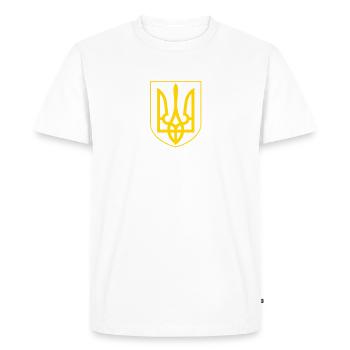 drapeau ukrainien Navire de guerre russe Go Fuck Yourself - T-shirt Premium bio Homme - blanc - Devant - Nico (187cm)