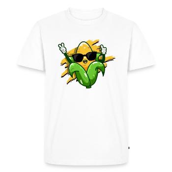 Funny Corn Design Sweet Corn On The Cob - Corn - Men's Premium Organic T-Shirt - white - Front - Nico (187cm)