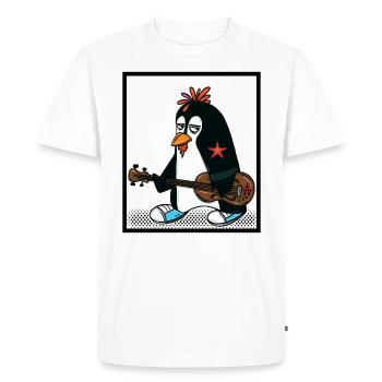 Pingouin avec guitare - T-shirt Premium bio Homme - blanc - Devant - Nico (187cm)