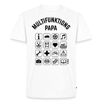 Multifunktions Papa (16 Icons) - Männer Premium Bio T-Shirt - Weiß - Vorne - Nico (187cm)