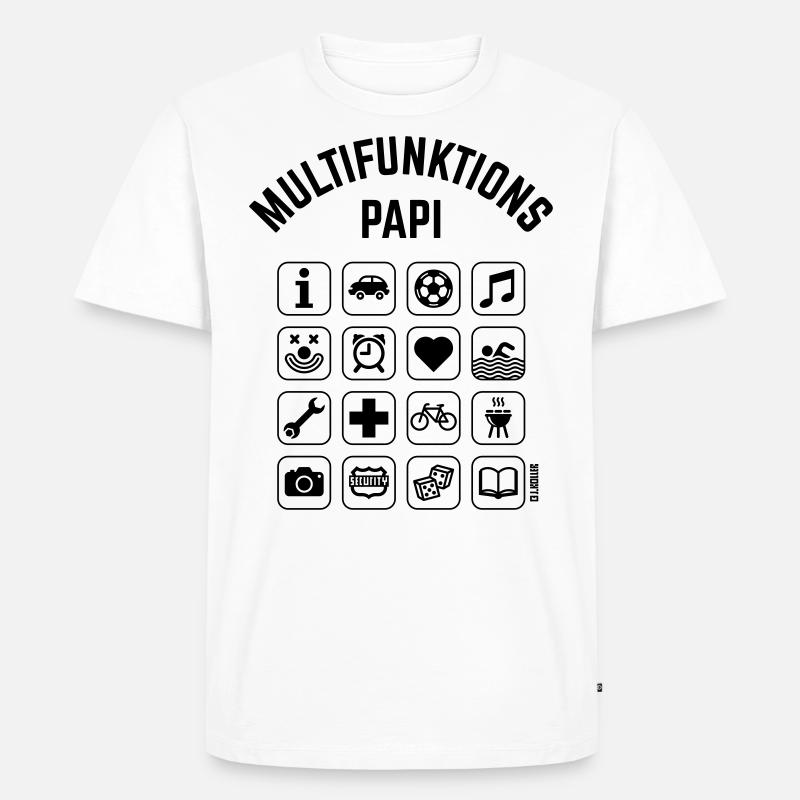 Multifunktions Papi (16 Icons) - Männer Premium Bio T-Shirt - Weiß