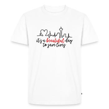 It's a beautiful day to save lives - Men's Premium Organic T-Shirt - white - Front - Nico (187cm)