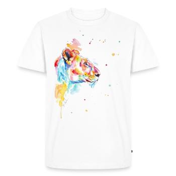 Aquarelle colorée De lion - T-shirt Premium bio Homme - blanc - Devant - Nico (187cm)