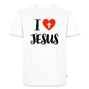 Jésus, Jésus, Jésus chrétien chrétien chrétien chrétien - T-shirt Premium bio Homme - blanc - Devant - Nico (187cm)