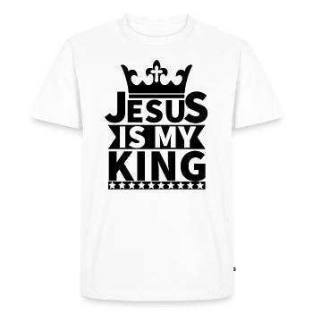 Jésus, Jésus, Jésus Chrétien Chrétien Chrétien - T-shirt Premium bio Homme - blanc - Devant - Nico (187cm)