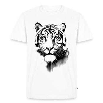 Tigre noir et blanc - T-shirt Premium bio Homme - blanc - Devant - Nico (187cm)
