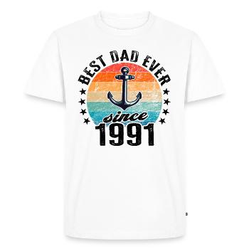Meilleur papa du monde depuis 1991 Fête des Pères - T-shirt Premium bio Homme - blanc - Devant - Nico (187cm)