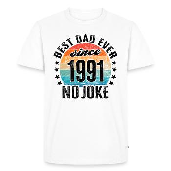 Meilleur papa du monde depuis 1991 Fête des pères - T-shirt Premium bio Homme - blanc - Devant - Nico (187cm)