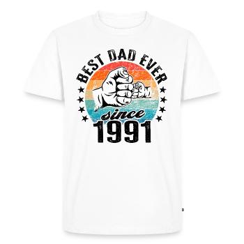 Meilleur papa du monde depuis 1991 Fête des Pères - T-shirt Premium bio Homme - blanc - Devant - Nico (187cm)