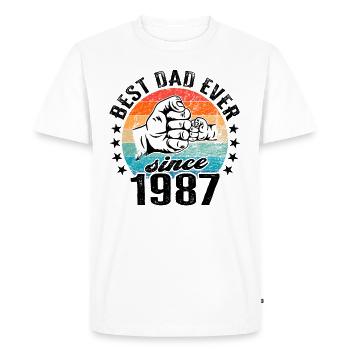 Meilleur papa du monde depuis 1987 Fête des Pères - T-shirt Premium bio Homme - blanc - Devant - Nico (187cm)