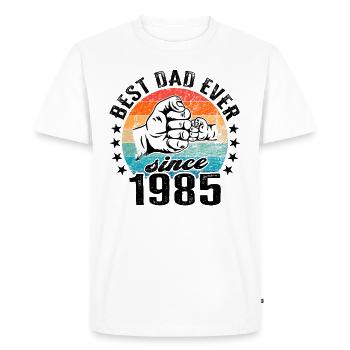 Meilleur papa du monde depuis 1985 Fête des pères - T-shirt Premium bio Homme - blanc - Devant - Nico (187cm)