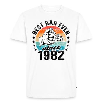 Best dad in the world since 1982 Father's Day - Men's Premium Organic T-Shirt - white - Front - Nico (187cm)