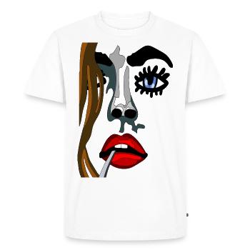 Classic Art Face - Top Model avec lumières rouges - T-shirt Premium bio Homme - blanc - Devant - Nico (187cm)