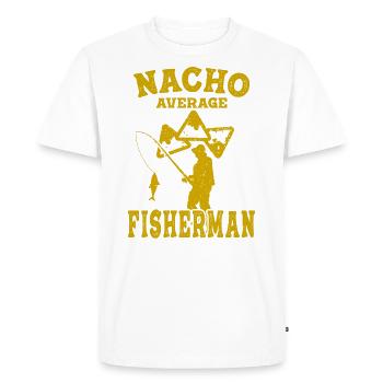 funny fishing fish fisherman nacho average - Men's Premium Organic T-Shirt - white - Front - Nico (187cm)