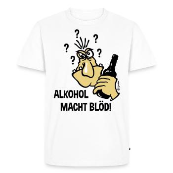 Alkohol Macht Blöd! (Karikatur / 3C) - Männer Premium Bio T-Shirt - Weiß - Vorne - Nico (187cm)