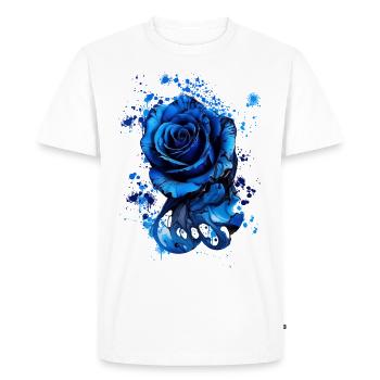 Blue Rose,Wave,Ink,Painting,Watercolor,Rose - Men's Premium Organic T-Shirt - white - Front - Nico (187cm)