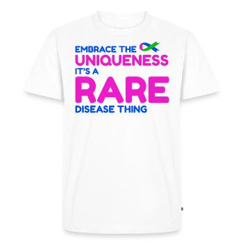 Une maladie rare unique en son genre : sensibiliser le public - T-shirt Premium bio Homme - blanc - Devant - Nico (187cm)