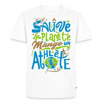 Sauve la Planète - T-shirt Premium bio Homme - blanc - Devant - Nico (187cm)