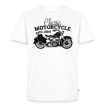Rétro 2014 Moto Motard Moto Anniversaire 2014 - T-shirt Premium bio Homme - blanc - Devant - Nico (187cm)
