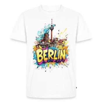 Berlin Skyline TV Tower Allemagne Ville Coloré - T-shirt Premium bio Homme - blanc - Devant - Nico (187cm)