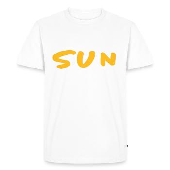SUN Astro Text - Men's Premium Organic T-Shirt - white - Front - Nico (187cm)