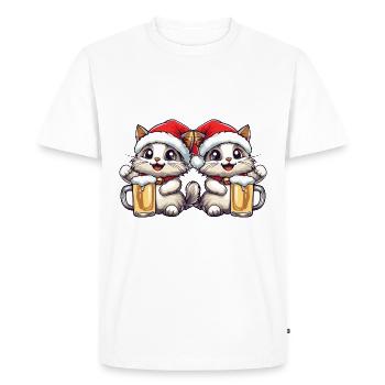 Cats Christmas Beer Team - Men's Premium Organic T-Shirt - white - Front - Nico (187cm)