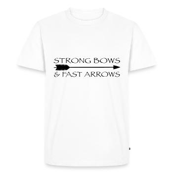 ARCHERIE. DES ARCS PUISSANTS ET DES FLÈCHES RAPIDES - T-shirt Premium bio Homme - blanc - Devant - Nico (187cm)