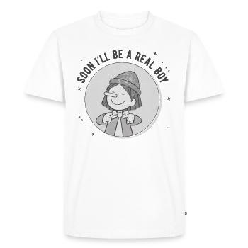 Pinocchio Real Boy Black And White - Men's Premium Organic T-Shirt - white - Front - Nico (187cm)